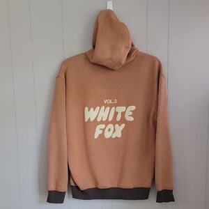 White Fox Men's Sweatshirt Large Brown Hooded Shirt